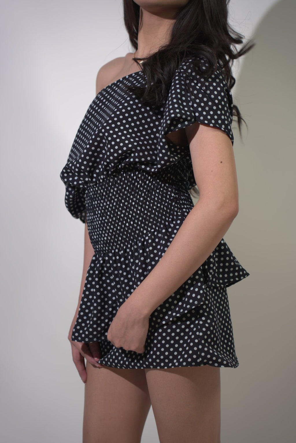 Dark Polka Cowl Back
